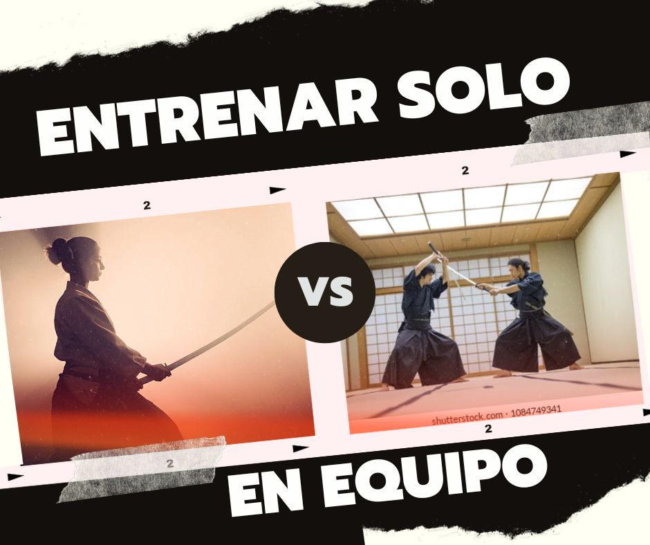 Se puede entrenar kenjutsu solo o en un grupo